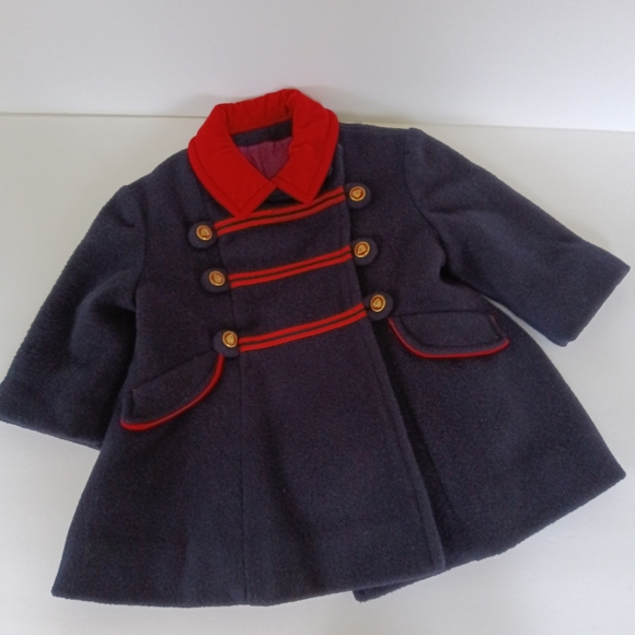 Vintage Rothchild USA Union Made wool Melton Fancy Coat + Brass Crested Buttons - Picture 1 of 14